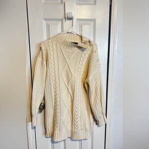 Cozy Cream Cable Knit Sweater Dress